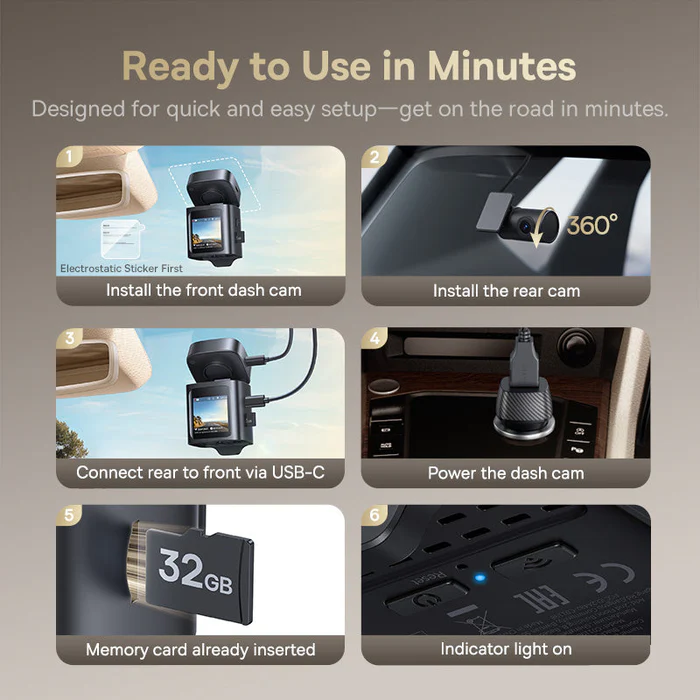 Baseus PrimeTrip VD1 Dash Cam 3K+1080p Cosmic Black