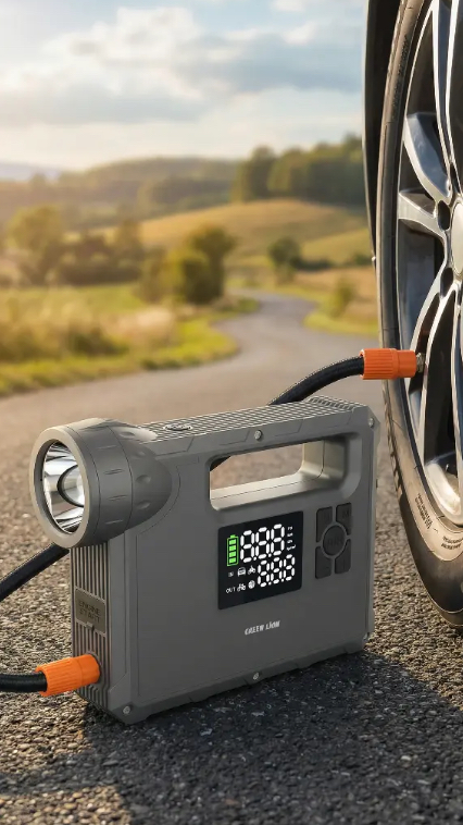 Green Lion JX-84 12V Jump Starter - 4L Gasoline, 3L Diesel Engines, 16000mAh - Grey