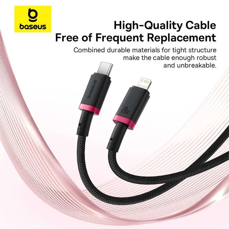 Baseus Cable For Iphone PD 20W Dura Series Fast Charging Cable Type-C to Lightning 1m Red+Black