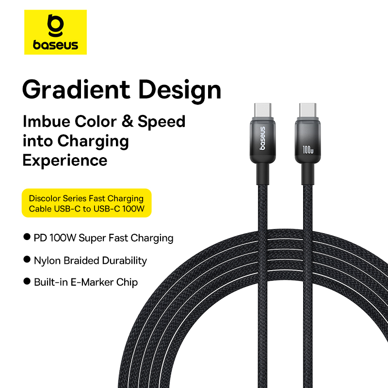 Baseus Discolor Series 100W Fast Charge USB-C to USB-C Cable