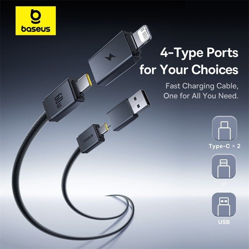  Baseus 60W USB & USB-C to USB-C & Lightning Cable