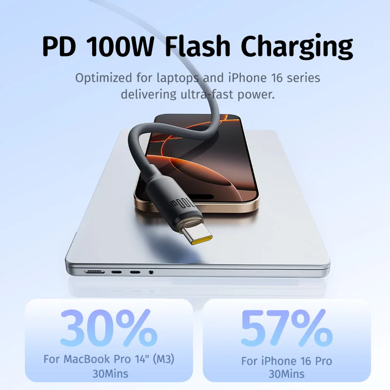 Baseus Foamy Silicone PD 100W USB-C to USB-C Cable