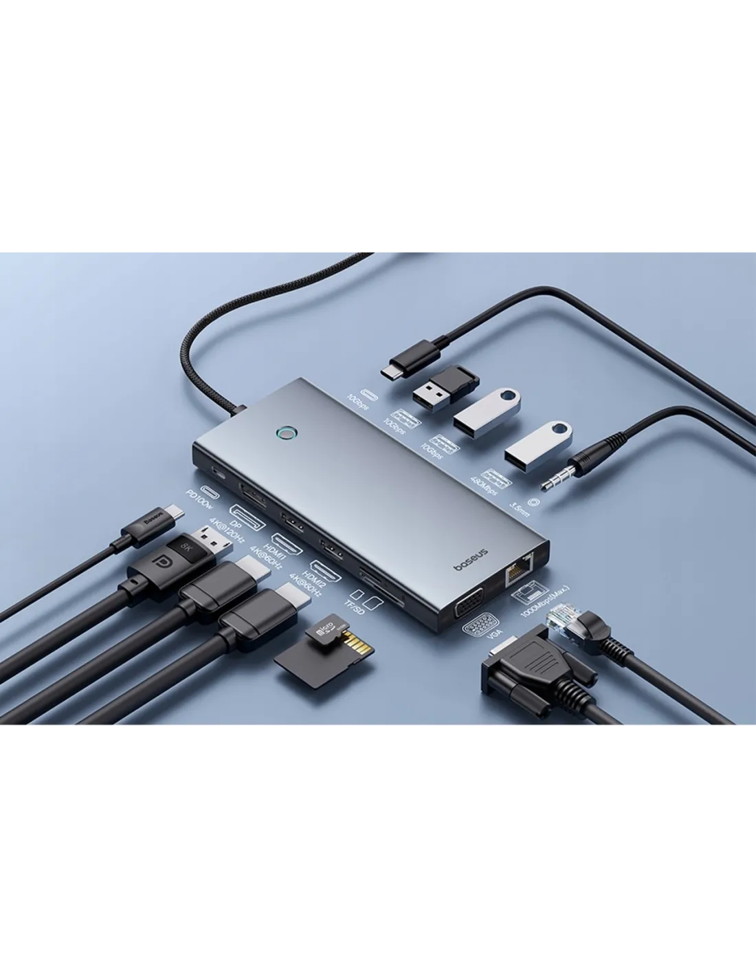 Baseus PortalJoy Series USB-C HUB up to 13 Ports Grey