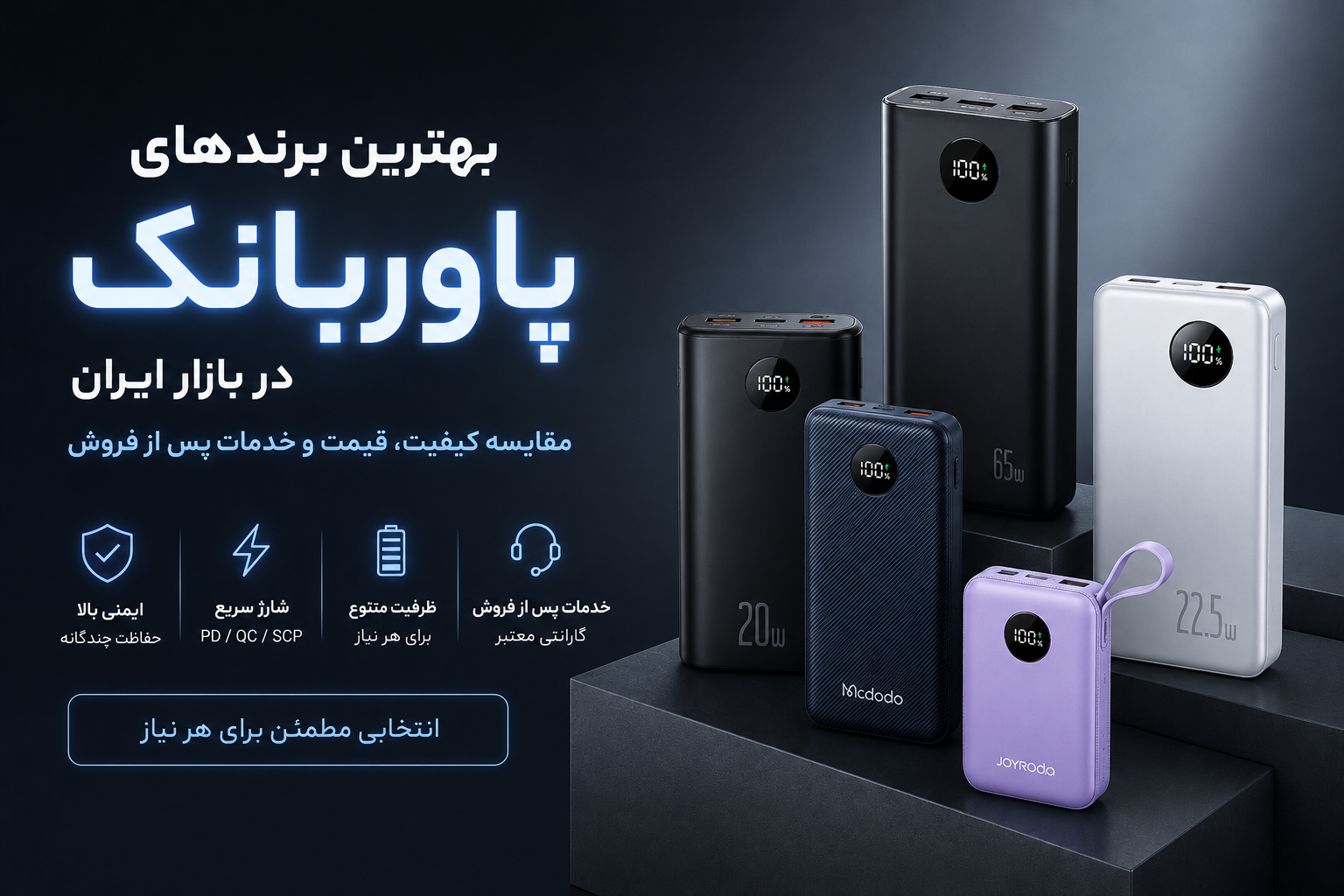 بهترین برندهای پاوربانک در بازار ایران؛ مقایسه کیفیت، قیمت و خدمات پس از فروش