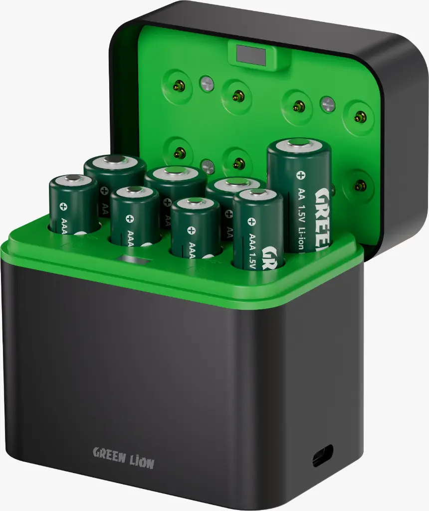 شارژر باتری گرین لاین مدل Green Lion Rechargeable 4×AA + 4×AAA Battery Dock USB-C