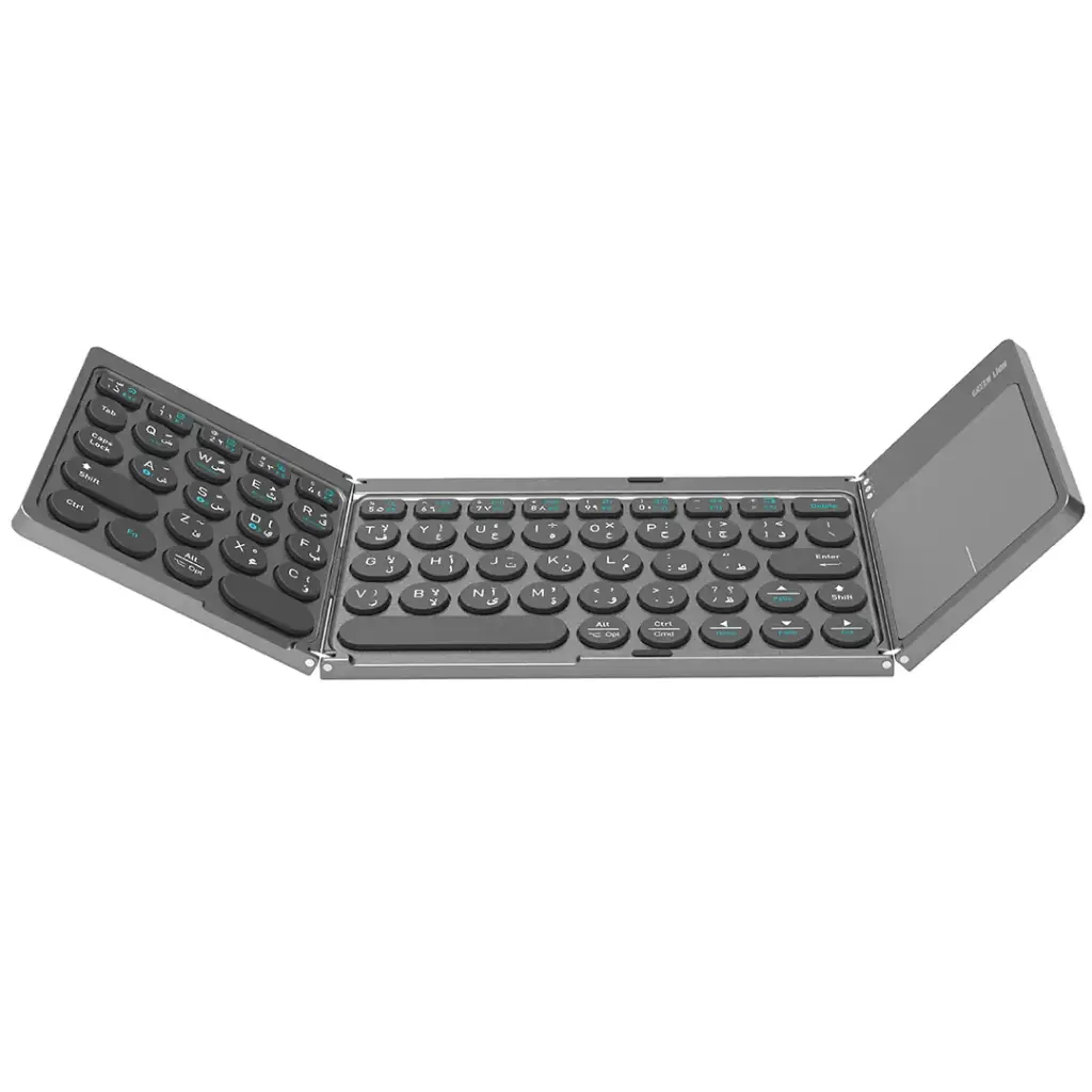 کیبورد بی‌سیم تاشو سه‌تکه گرین لاین مدل Green Lion Tri-Fold Wireless Keyboard Scissor-Switch Structure Gray