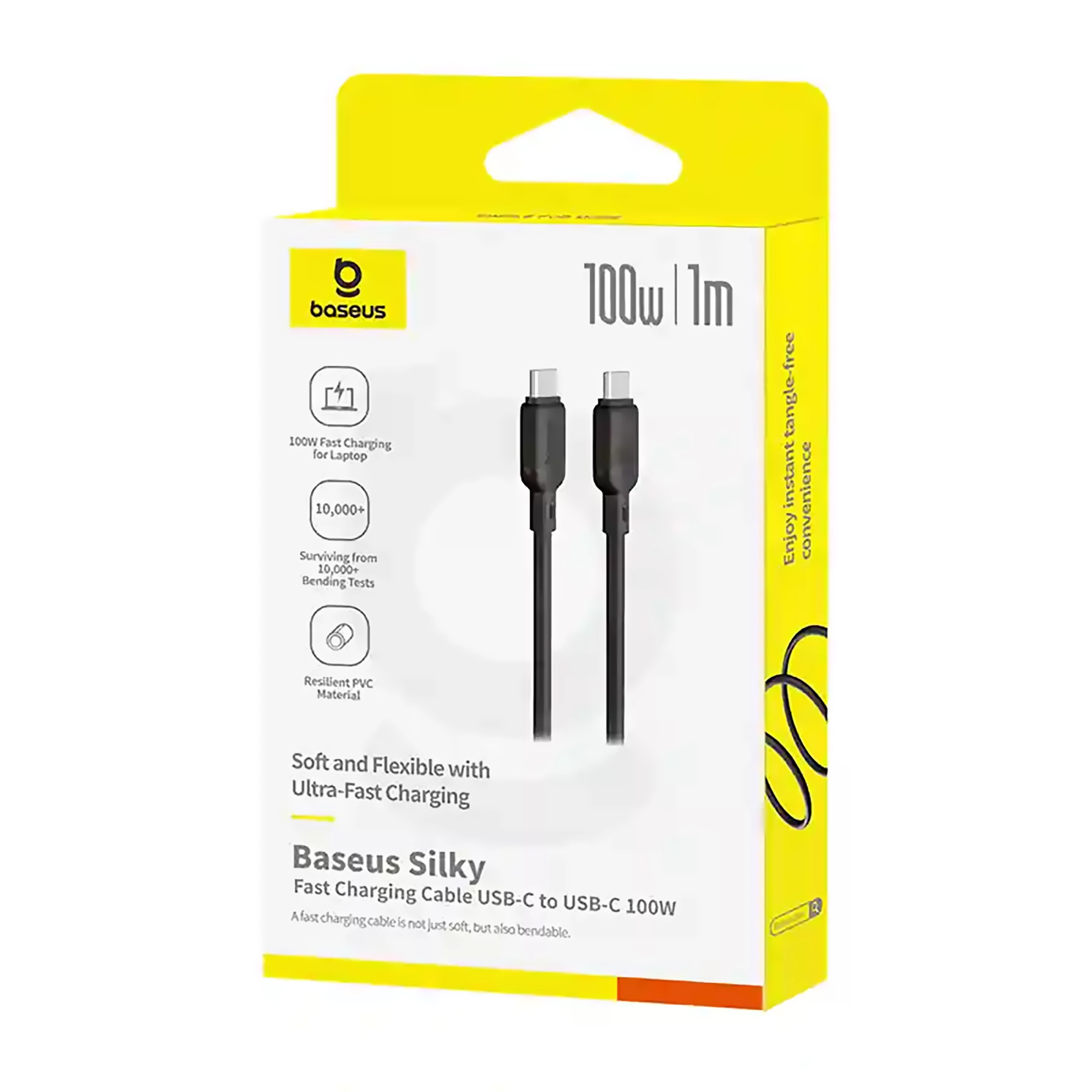 کابل فست شارژ باسئوس توان ۱۰۰ وات طول ۱ متر Silky Series USB به Type‑C