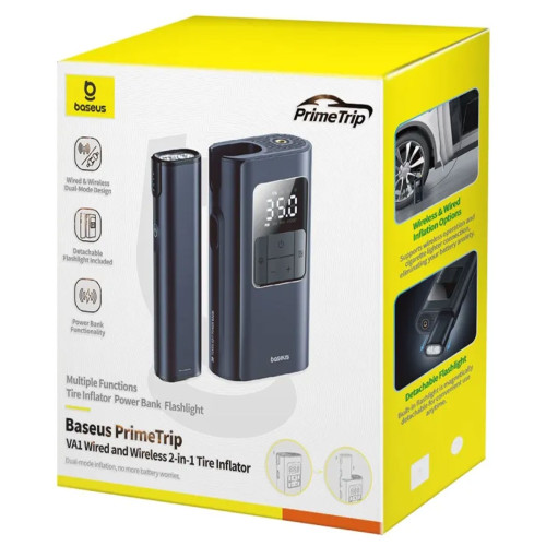 پمپ باد شارژی چراغ قوه و پاوربانک باسئوس مدلBaseus Car Tire Inflator Pumper  VA1 BSCG034