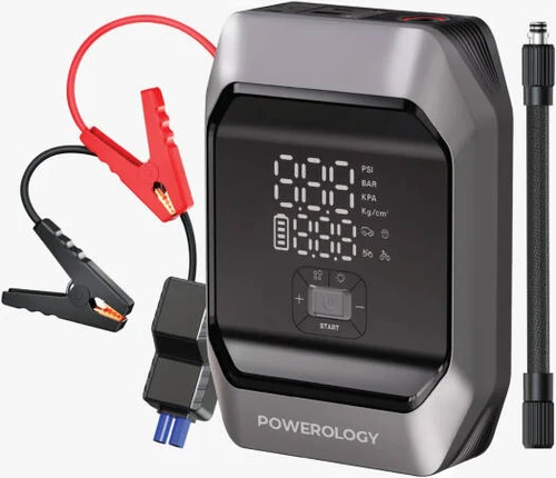 جامپ استارتر، پمپ باد و پاوربانک 10000 میلی‌آمپرساعت پاورولوژی مدل Powerology InflateBoost 4-in-1 Jump Starter & Air Compressor