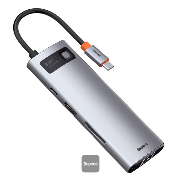 هاب باسئوس مدل Baseus CAHUB-CV0G Metal Gleam Series 8-in-1 Type-C Hub