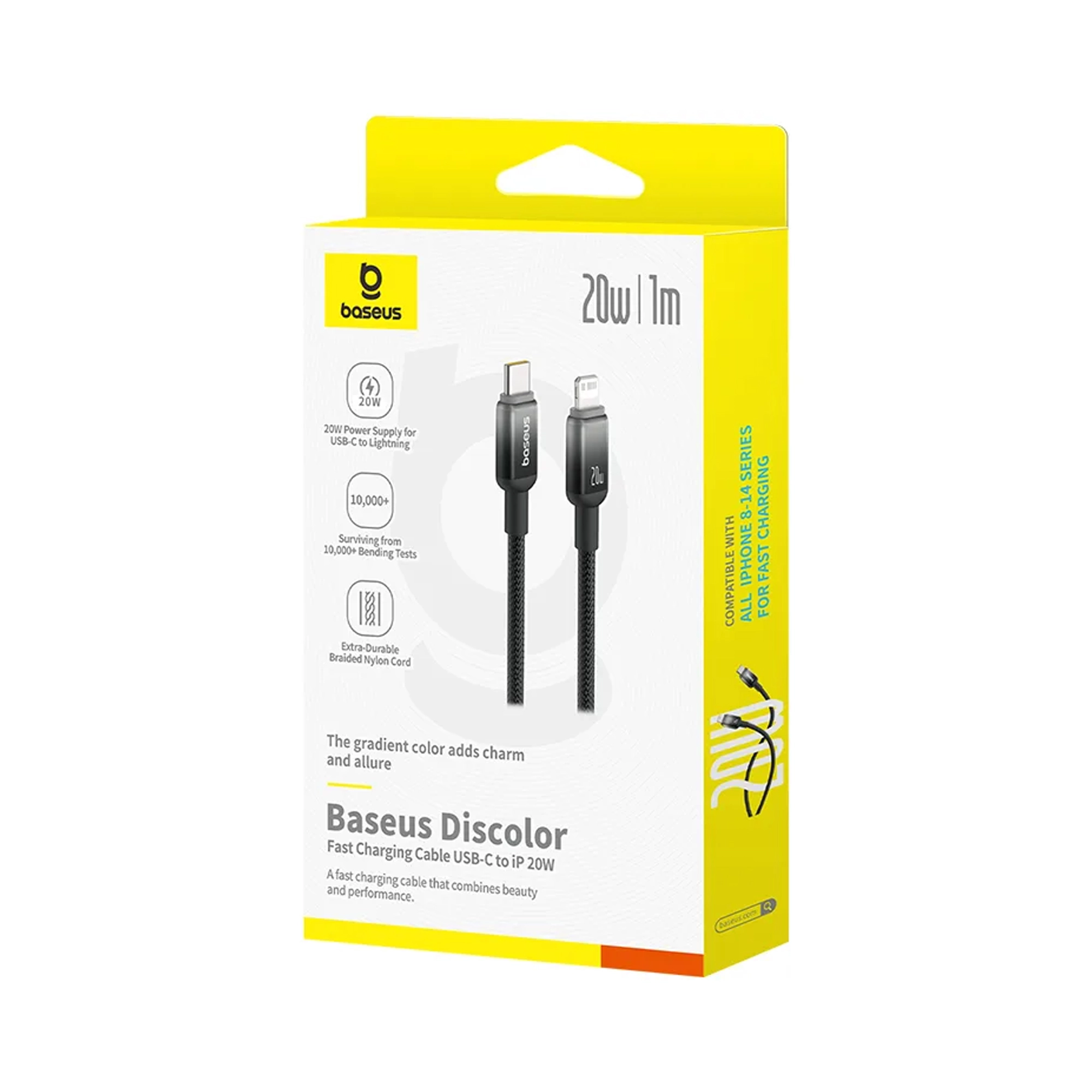 کابل شارژ باسئوس Type‑C به لایتنینگ ۲۰ وات Fast PD سریBaseus Discolor
