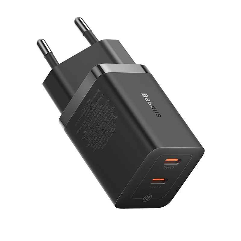 شارژر دیواری 40 وات باسئوس مدل Baseus GaN5 Pro Fast Charger C+C 40W EU CCGP180101