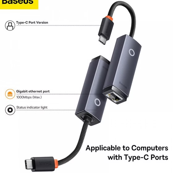 مبدل Type-C به LAN باسئوس مدل Baseus WKQX000313 2