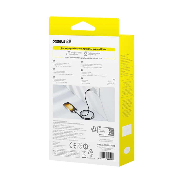 کابل ۱ متری با توان ۱۰۰ وات باسِوس مدل Baseus Discolor Series 3